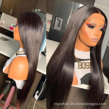 Fast Delivery Cheap Lace Wigs,Thick Long Straight Virgin Brazilian Human Hair Glueless HD Durable 4x4 Swiss Lace Closure Wig